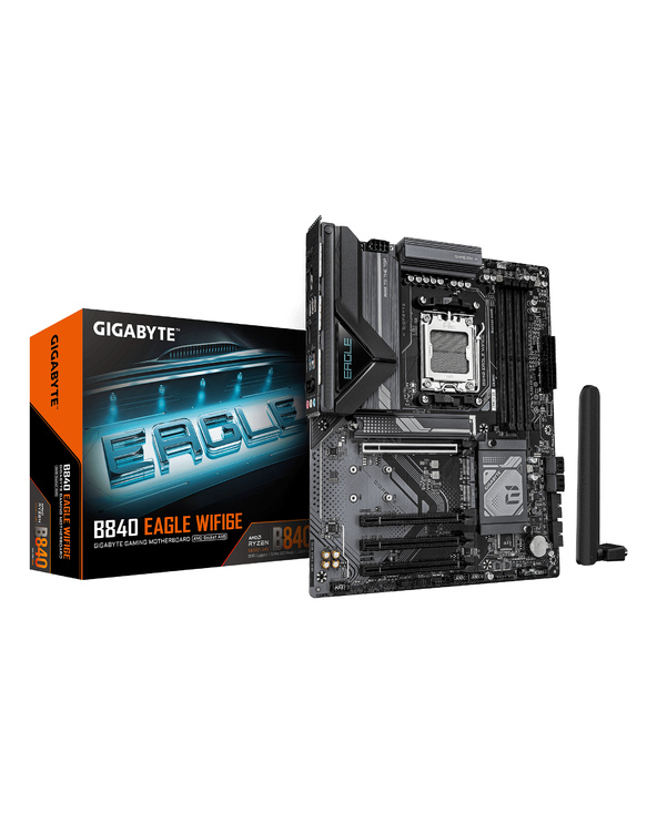 GIGABYTE B840 EAGLE WIFI6E Carte Mère - Processeurs AMD Ryzen 9000, VRM 8+2+2 phases, jusqu’à 8200MHz DDR5(O.C), 2xPCIe 4.0 + 1x