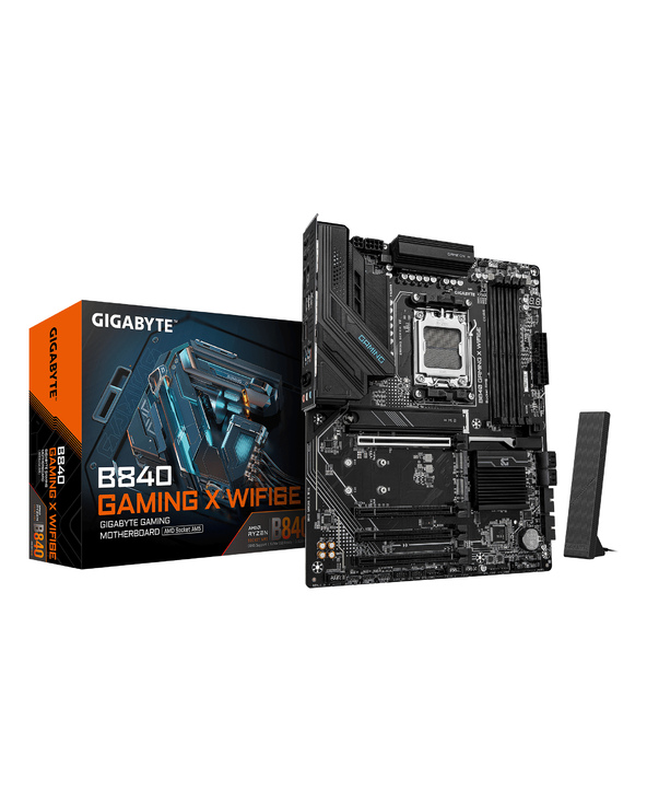 GIGABYTE B840 GAMING X WIFI6E Carte Mère - Processeurs AMD Ryzen 9000, VRM 12+2+2 phases, jusqu’à 7600MHz DDR5(O.C), 2xPCIe 4.0 