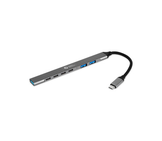 BakkerElkhuizen USB-C Hub 7-in-1 (3A+4C), 7 connexions, un design élégant, un câble flexible et qui reste froid pendant l'utilis