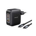 Intenso W100ACC+C520C, Ensemble adaptateur secteur + câble de charge, 100 W, charge rapide, technologie GaN, charge simultanée d