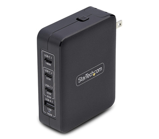 StarTech.com Chargeur Mural USB-C 140W, 3x USB-C/1x USB-A, Adaptateur d'Alimentation Power Delivery 3.1 International GaN pour M