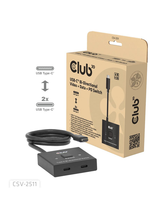 CLUB3D CSV-2511 répartiteur vidéo USB Type-C 2x DisplayPort