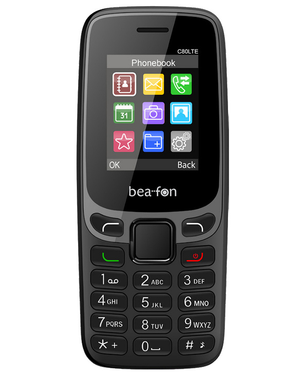 Beafon C80 LTE 4,5 cm (1.77") 67 g Noir, Gris Téléphone d'entrée de gamme