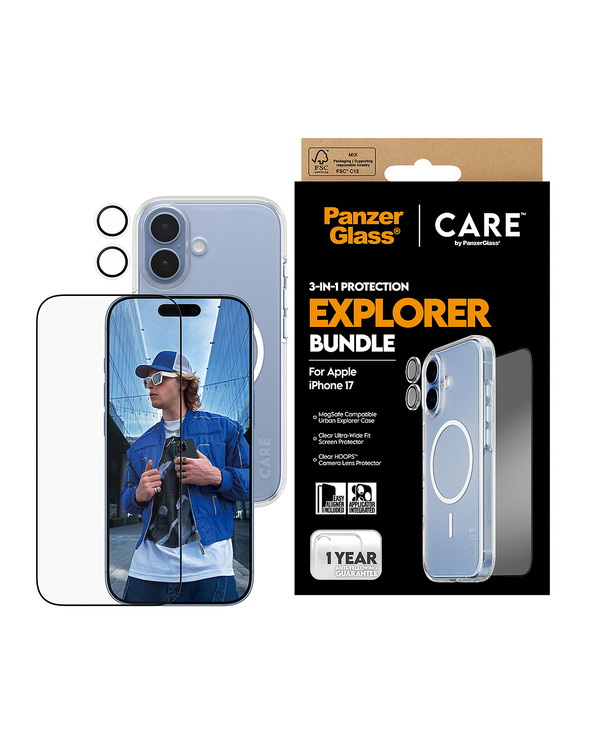 PanzerGlass  | CARE by  3-in-1 Flagship Explorer Bundle iPhone 17 Protection d'écran transparent Apple 1 pièce(s) PanzerGlass  | CARE by  3-in-1 Flagship Explorer Bundle iPhone 17 Protection d'écran transparent Apple 1 pièce(s)