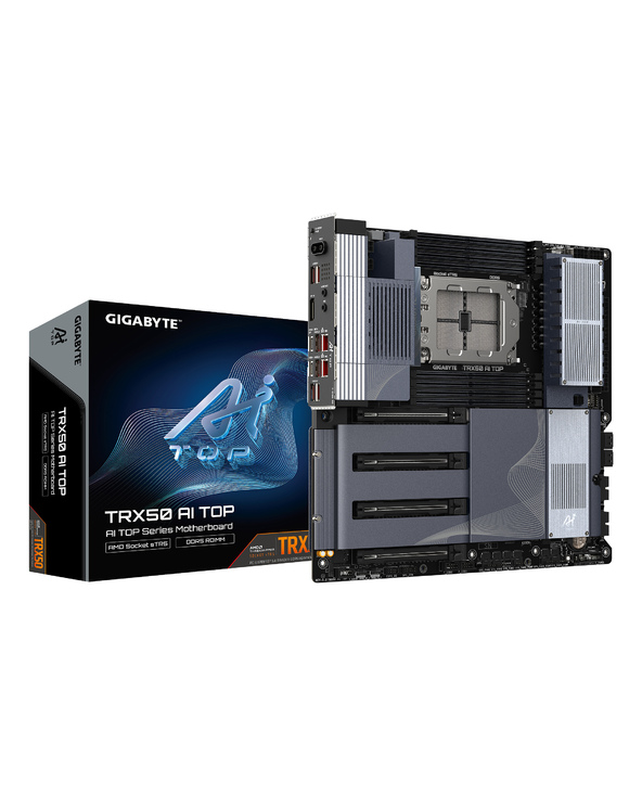 GIGABYTE TRX50 AI TOP-2B Carte Mère – Processeurs AMD Ryzen Threadripper PRO 7000, VRM numérique 16+8+4 phases, jusqu’à 5200 MHz GIGABYTE TRX50 AI TOP-2B Carte Mère – Processeurs AMD Ryzen Threadripper PRO 7000, VRM numérique 16+8+4 phases, jusqu’à 5200 MHz