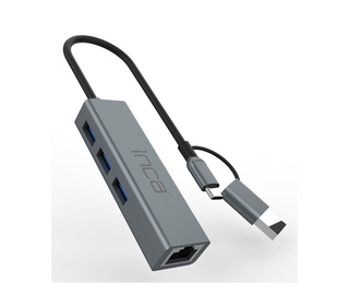 Inca IUTP-03TX hub & concentrateur USB 3.2 Gen 1 (3.1 Gen 1) Type-A + Type-C 10000 Mbit/s Gris