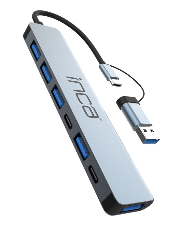 Inca IUTP-7T hub & concentrateur USB 3.2 Gen 1 (3.1 Gen 1) Type-A + Type-C 5000 Mbit/s Gris Inca IUTP-7T hub & concentrateur USB 3.2 Gen 1 (3.1 Gen 1) Type-A + Type-C 5000 Mbit/s Gris