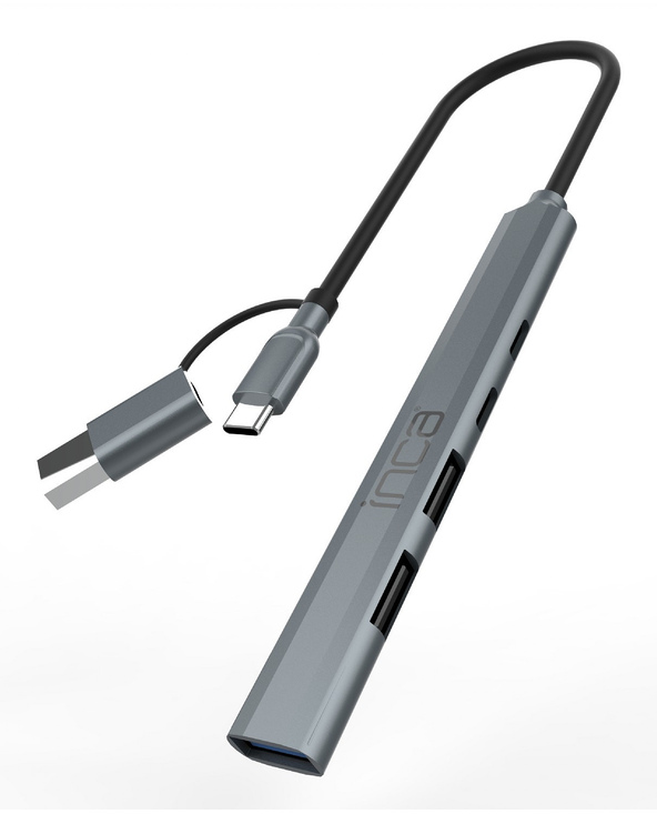 Inca IUTP-06TX hub & concentrateur USB 3.2 Gen 1 (3.1 Gen 1) Type-A + Type-C 5000 Mbit/s Gris Inca IUTP-06TX hub & concentrateur USB 3.2 Gen 1 (3.1 Gen 1) Type-A + Type-C 5000 Mbit/s Gris