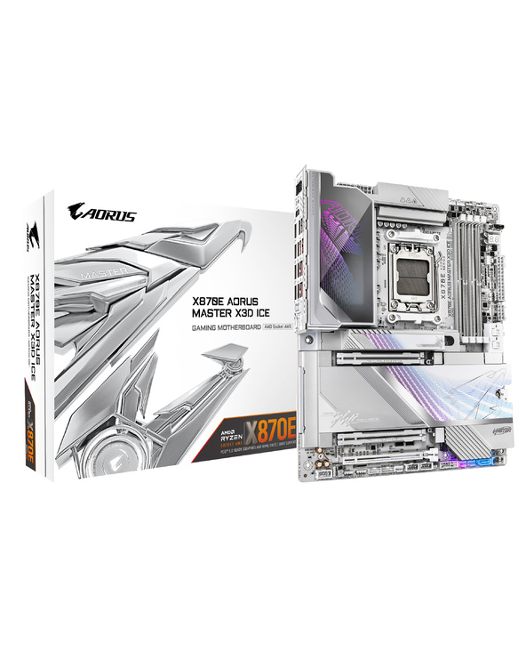 GIGABYTE X870E AORUS MASTER X3D ICE Carte Mère – Prend en charge les processeurs AMD Ryzen 9000, VRM numérique 18+2+2 phases, ju