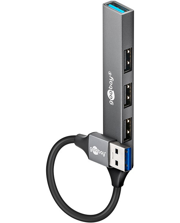 Goobay 74456 hub & concentrateur USB 3.2 Gen 1 (3.1 Gen 1) Type-A 5000 Mbit/s Gris clair