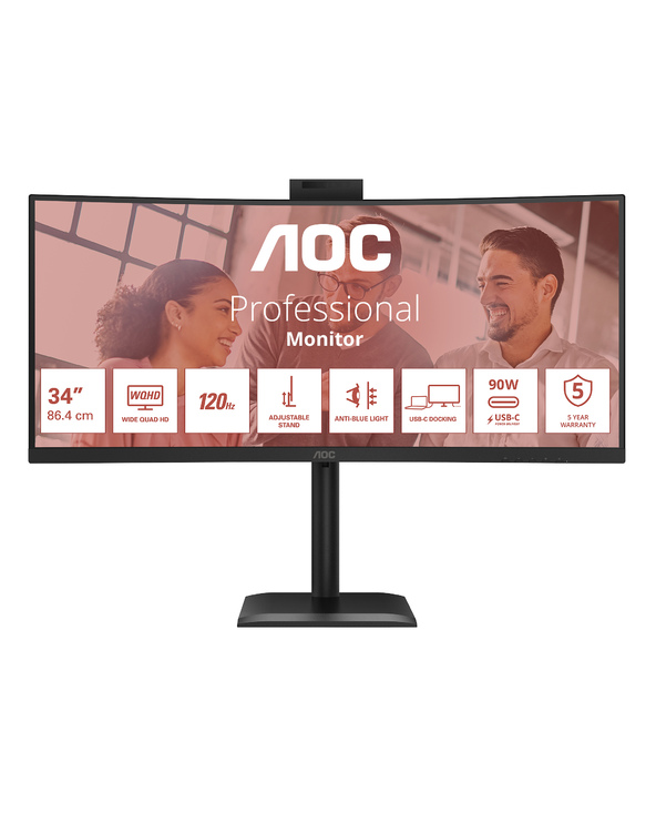 AOC E4 CU34E4CW 86,4 cm (34") LED UltraWide Quad HD 4 ms Noir