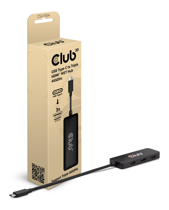 CLUB3D CSV-1554 hub & concentrateur USB Type-C Noir