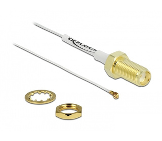 DeLOCK Câble d'antenne SMA femelle sur cloison vers I-PEX Inc., MHF 4 mâle 0.81 20 cm Longueur filetée 10 mm blanc