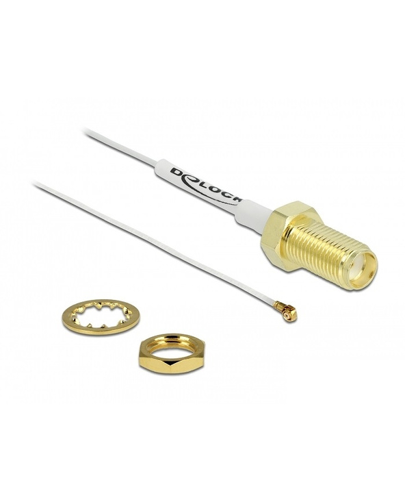 DeLOCK Câble d'antenne SMA femelle sur cloison vers I-PEX Inc., MHF 4 mâle 0.81 20 cm Longueur filetée 10 mm blanc
