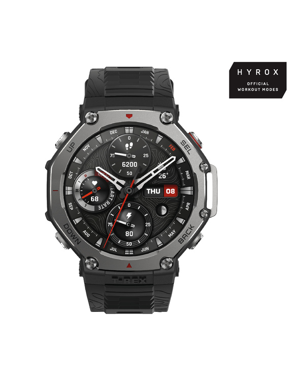 Amazfit T-Rex 3 3,81 cm (1.5") AMOLED 48.5 mm Numérique 480 x 480 pixels Écran tactile Noir Wifi GPS (satellite)