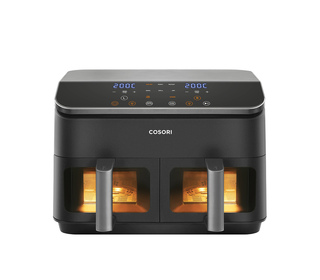 Cosori Dual Basket Chef Edition Double 8,5 L Autonome 1750 W Friteuse d’air chaud Noir, Argent