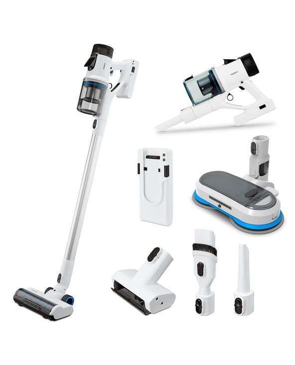 MEDION P400 W+ Aspirateur-balai 2 en 1 Batterie Sec&humide HEPA Sans sac 400 W Blanc 2500 Ah