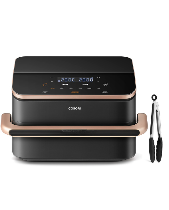 Cosori Dual Blaze Twinfry Chef Edition Double 10 L Autonome 2800 W Friteuse d’air chaud Gris foncé, Or rose