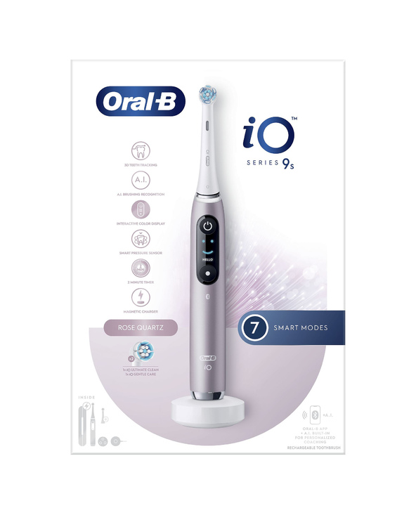 Oral-B iO 9S Adulte Brosse à dents rotative oscillante Rose, Blanc