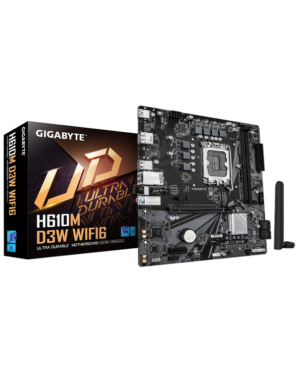 GIGABYTE H610M D3W WIFI6 Carte Mère - Prend en charge les processeurs Intel Core 14e génération, VRM 5+1+1 phases, jusqu’à 5600M