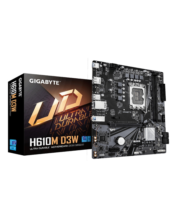 GIGABYTE H610M D3W Carte Mère - Prend en charge les processeurs Intel Core 14e génération, VRM 5+1+1 phases, jusqu’à 5600MHz DDR