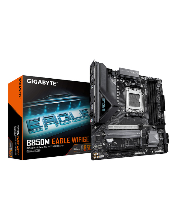GIGABYTE B850M EAGLE WIFI6E Carte Mère - Processeurs AMD Ryzen Série 9000, VRM numérique 8+2+2 phases, jusqu’à 8200MHz DDR5 (OC)