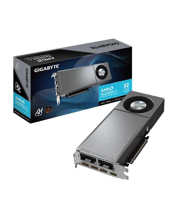 GIGABYTE Radeon AI PRO R9700 AI TOP 32G Carte Graphique – 32 Go GDDR6, 256 bits, PCI-E 5.0, 2920 MHz Fréquence du processeur, 3 
