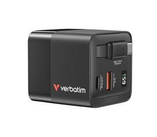 Verbatim GaN Charger 65W Universel Noir Secteur Charge rapide Intérieure