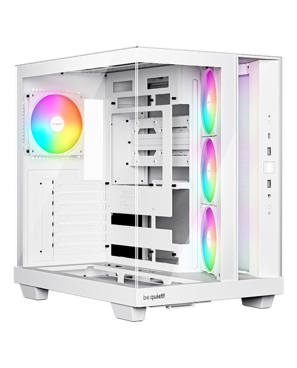 be quiet! Light Base 500 Blanc | Boîtier PC ARGB vitré, Mini ITX / Micro ATX / ATX, 4 ventilateurs Light Wings LX 120 mm