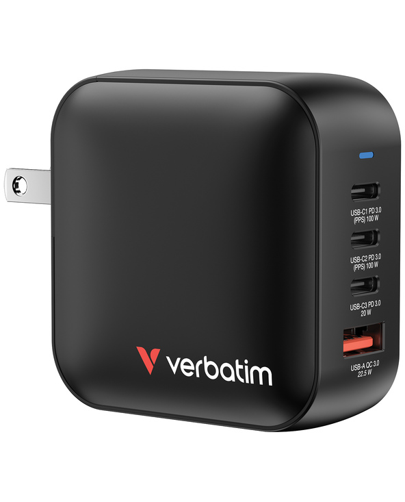 Verbatim Mini GaN Charger 100W Universel Noir Secteur Charge rapide Intérieure