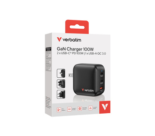 Verbatim GaN Charger 100W Universel Noir Secteur Charge rapide Intérieure