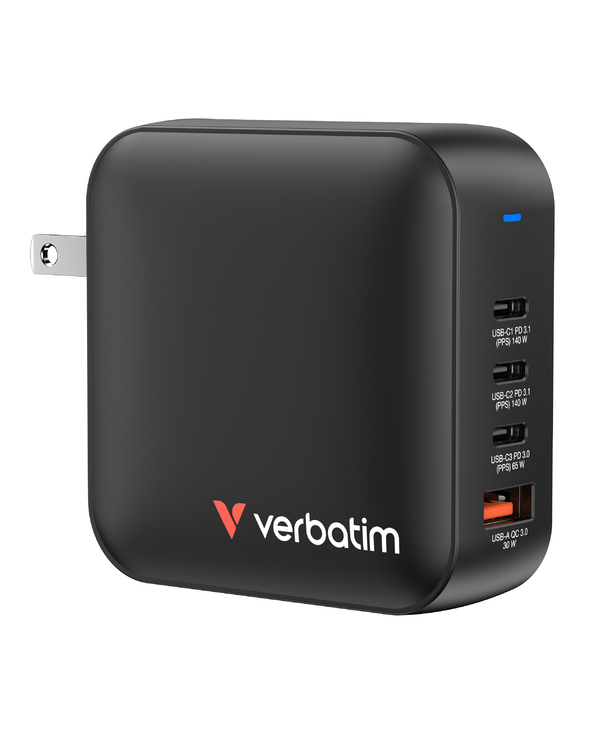 Verbatim Mini GaN Charger 165W Universel Noir Secteur Charge rapide Intérieure