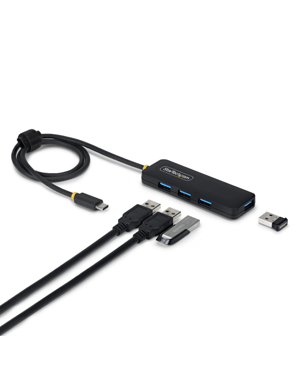 StarTech.com Hub USB-C à 4 Ports, 5 Gbps, Alimenté par Bus, Mini-Hub USB-C vers 4x USB-A, Câble Hôte Extra Long de 61 cm, Plasti