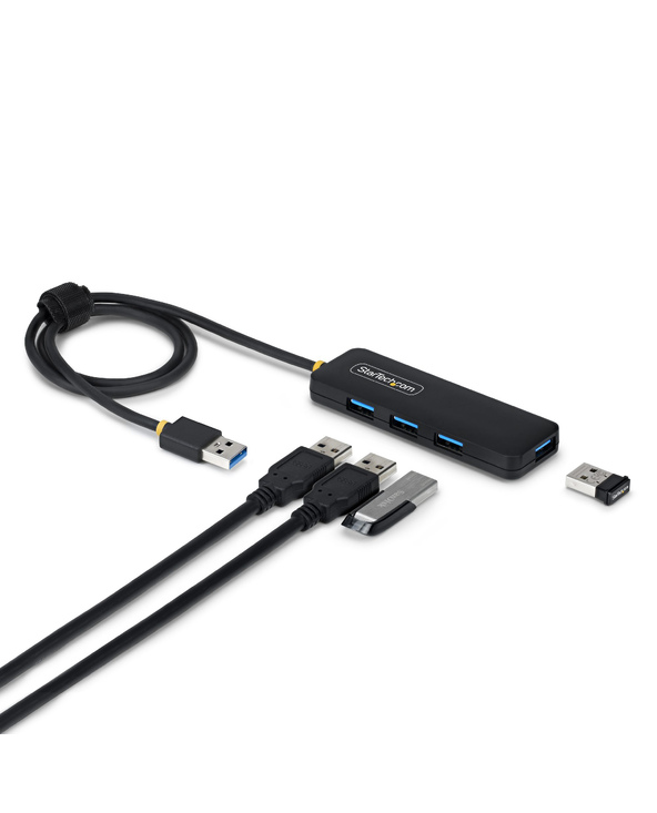 StarTech.com Hub USB-A à 4 Ports, 5 Gbps, Alimenté par Bus, Mini-Hub USB-A vers 4x USB-A, Câble Hôte Extra Long de 61 cm, Plasti