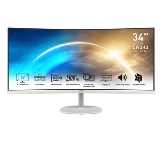 MSI Pro MP341CQWDE 34" UltraWide Quad HD 4 ms Blanc