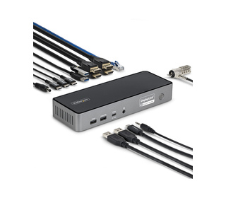 StarTech.com Station d'Accueil USB-C Triple Écran, Station de Recharge pour Ordinateur Portable 140 W pour MacBook Pro et Window