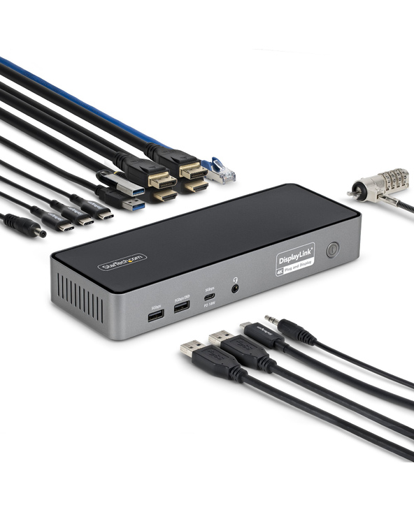 StarTech.com Station d'Accueil USB-C Triple Écran, Station de Recharge pour Ordinateur Portable 140 W pour MacBook Pro et Window