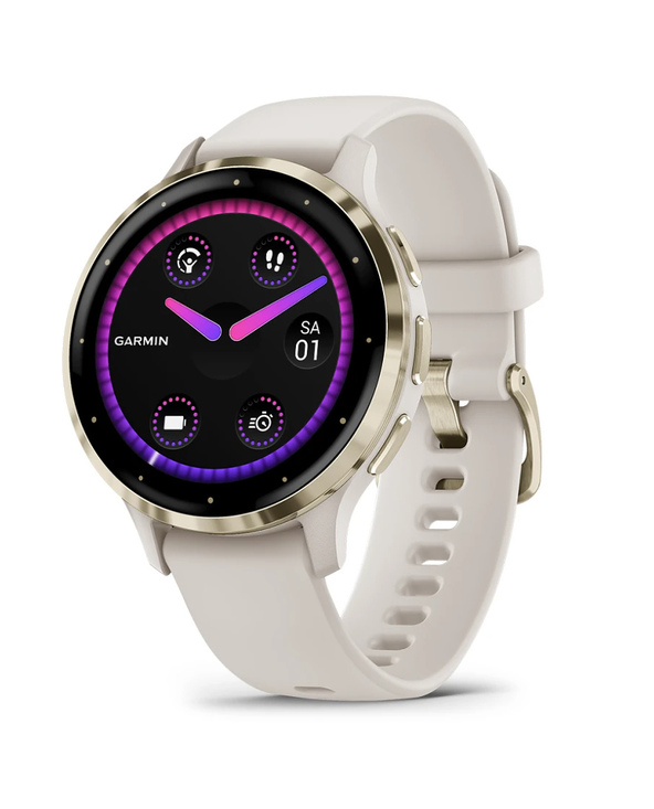 Garmin Venu 3S 3,05 cm (1.2") AMOLED 41 mm Numérique 390 x 390 pixels Écran tactile Or, Ivoire Wifi GPS (satellite)
