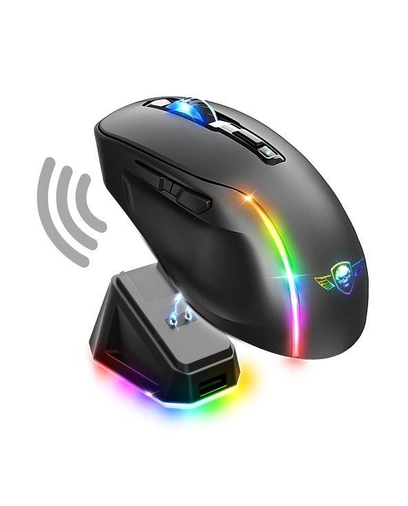 Spirit of Gamer S-EM50BK souris Gaming Droitier RF Wireless + Bluetooth + USB Type-C Optique 8000 DPI