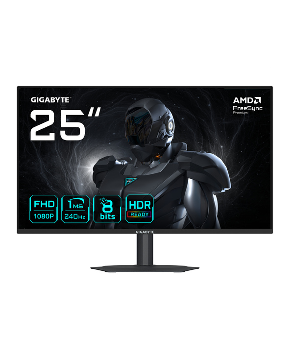 GIGABYTE G25F2A MONITEUR DE JEU 25" FHD - 1920 X 1080, 240HZ, 1MS, 300 CD/M², DISPLAY HDR 10, HDMI 2.0, DISPLAYPORT 1.4 24.5" LE