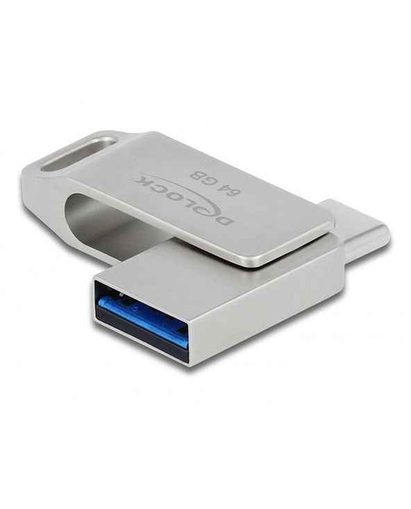 DeLOCK Clé USB 5 Gbps USB-C + Type-A 64 GB - Boitier métallique