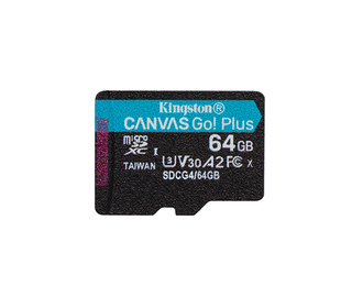 Kingston Technology Carte microSDXC Canvas Go Plus Gen4 200R A2 U3 de 64 Go, pack unique sans ADP