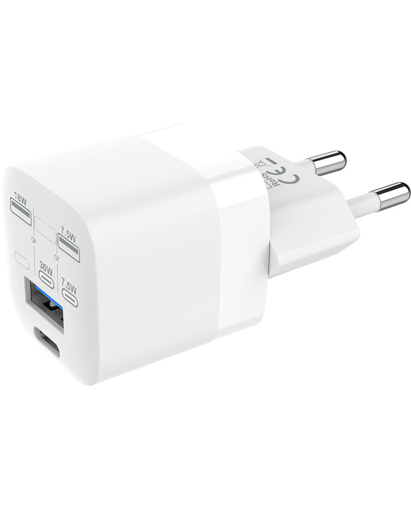 Vision TC-PUSBEU/30 chargeur d'appareils mobiles Ordinateur portable, Smartphone, Tablette Blanc Secteur Charge rapide Intérieur