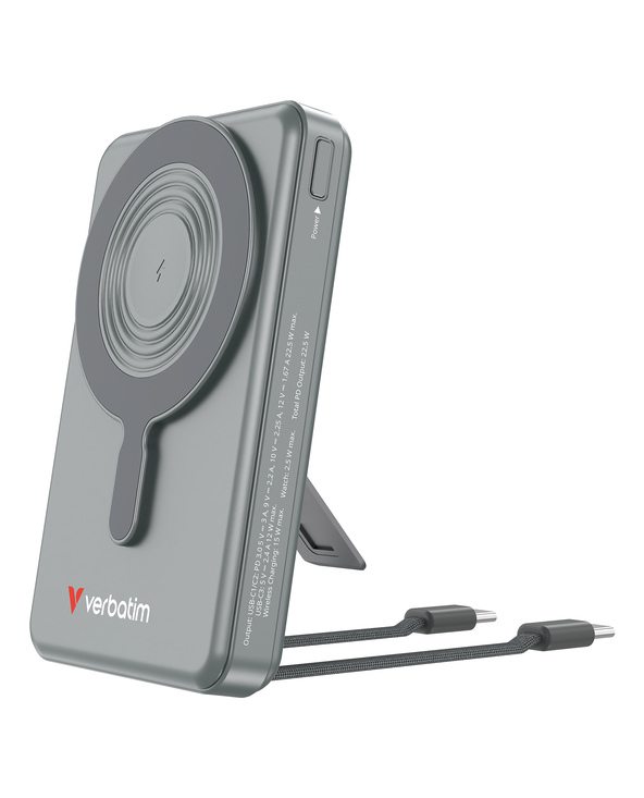 Verbatim 32272 banque d'alimentation électrique Lithium Polymère (LiPo) 10000 mAh Recharge sans fil Gris