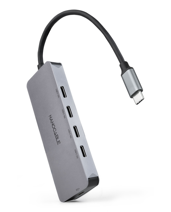 Nanocable 10.16.4505 hub & concentrateur USB 3.2 Gen 1 (3.1 Gen 1) Type-C 5000 Mbit/s Gris