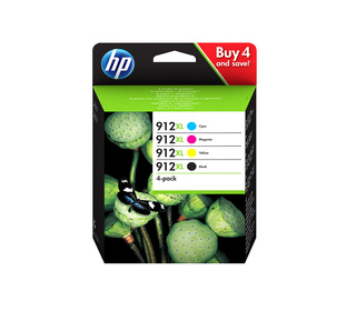 HP 912XL 4-pack Black/Cyan/Magenta/Yellow Original Ink Cartridges cartouche d'encre 4 pièce(s) Rendement élevé (XL) Noir, Cyan, 