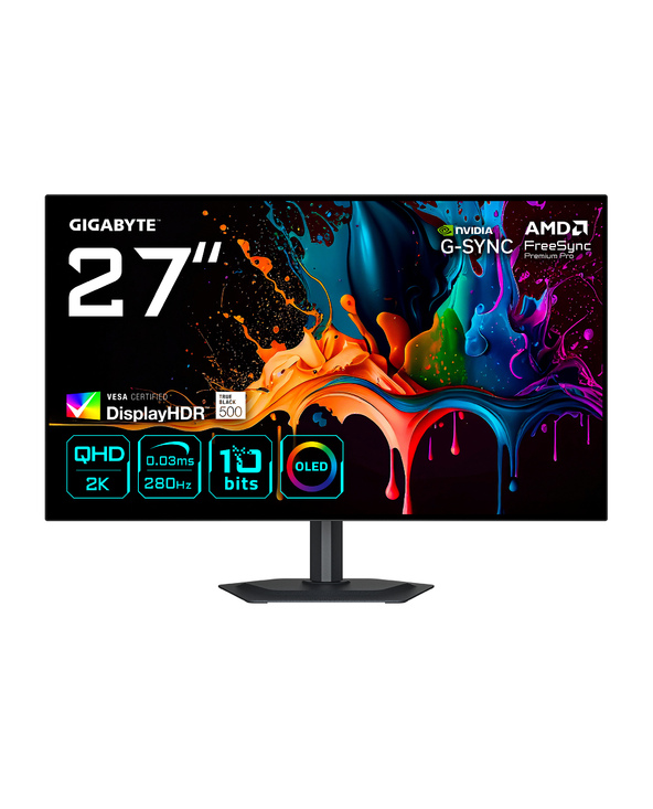 GIGABYTE MO27Q28G MONITEUR GAMING OLED 27" QHD - 2560 X 1440, 280HZ, 0,03MS, 335 CD/M², DISPLAY HDR TRUE BLACK 500, HDMI 2.1, DI