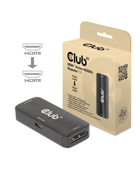 CLUB3D CAC-1307 extension audio/video Répéteur AV Noir