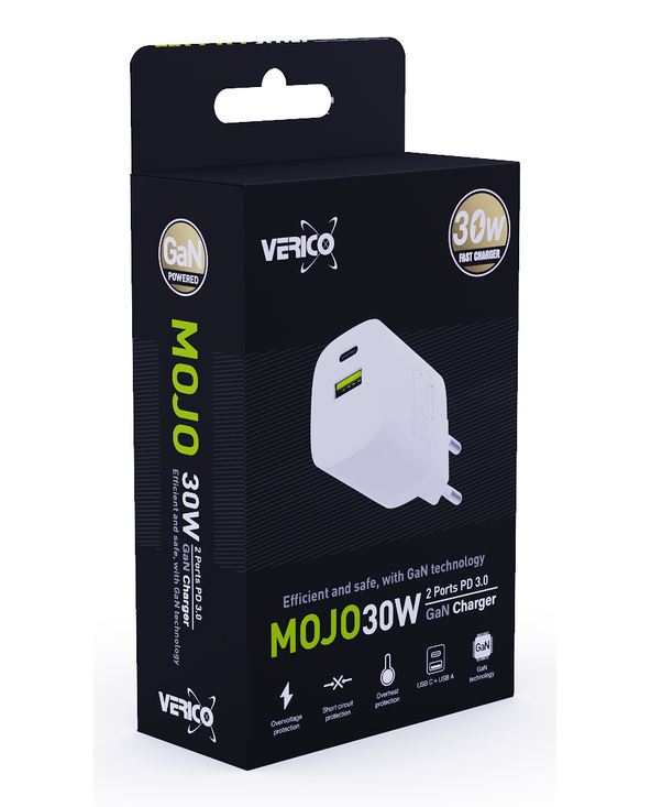 Verico 4OJ-ACEWE1-N1 chargeur d'appareils mobiles Ordinateur portable, Smartphone, Tablette Blanc Secteur Charge rapide Intérieu