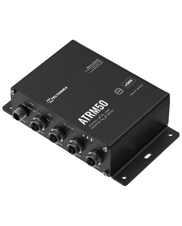 Teltonika ATRM50 5G Router for Transportation, Ultra-High Cellular Speeds, M12 CONNECTORS, DUAL SIM & eSIM, EN 45545-2 and EN 50